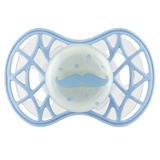 Силіконова ортодонтична пустушка Nuvita Air55 Cool Вуса, світиться в темряві, 6-12 міс., блакитний (NV7084GDB) - Pampik