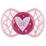 Силіконова ортодонтична пустушка Nuvita Air55 Cool Love, 0+ міс., рожевий (NV7064PR) - Pampik