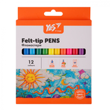 Фломастери YES Orange Line, картонна упаковка, 12 кольорів (650548) - Pampik