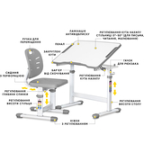 Комплект Evo-kids (стіл+стілець) Evo-03 Ergo Grey (арт. Evo-03 Ergo G) - Pampik - 2