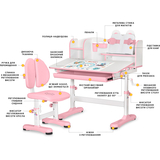 Комплект меблів (стіл + стілець + полиця) Mealux BD-29 Panda XL Pink (арт. BD-29 PN) - Pampik
