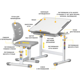 Комплект Evo-kids (стіл+стілець) Evo-06 Ergo Grey (арт. Evo-06 Ergo G) - Pampik - 2
