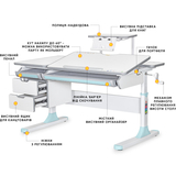 Дитячий стіл Mealux Hamilton Multicolor BL з полицею S-50 (арт. BD-680 W/G MC +BL +S50 WG) - Pampik - 2