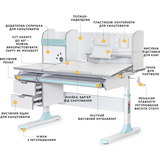 Дитячий стіл Mealux Hamilton Multicolor BL з полицею (арт. BD-680 W/G MC+BL з полицею) - Pampik - 2