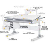 Детский стол Mealux Hamilton Multicolor G с полкой S-50 (арт.BD-680 W/G MC + S50 WG) - Pampik - 2