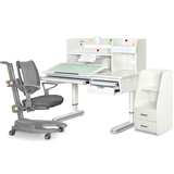 Комплект (L) Mealux Montreal 2 Grey (парта+кресло+тумба) (арт.BD-670_2WG+Полка+Y-1030+C-12 GREY) - Pampik - 2