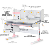 Дитячий стіл Mealux Hamilton Multicolor PN з полицею (арт. BD-680 W/G MC+PN з полицею) - Pampik - 2