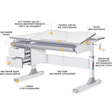 Дитячий стіл Mealux Hamilton Multicolor G Lite (арт.BD-680 W/G MC Lite) - Pampik - 2