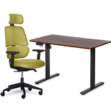 Комплект Mealux PowerDesk Lite Walnut + Leo Air Plus Green (арт. EVO-201 Lite Walnut /B +Y 546 KZ) - Pampik