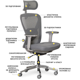 Крісло Mealux Q1 Air Fabric Grey (арт. HF Q-1 F/G) - Pampik - 8