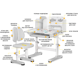 Комплект меблів (стіл + стілець + полиця) Mealux BD-28 Panda Grey (арт. BD-28 G) - Pampik