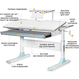 Детский стол Mealux Edmonton Multicolor BL с полкой S50 (арт. BD-610 W/MC+BL+S50 WG) - Pampik - 2