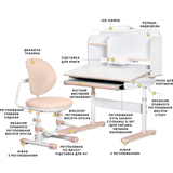 Комплект мебели (стол + стульчик + полка + лампа) Mealux Nemo XL Peach (арт. BD-39 PN) - Pampik - 2