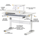 Дитячий стіл Evo-кids TH-310 з полицею S30 Grey (арт.TH-310 W/G + BD-S30 G) - Pampik - 2