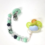 Держатель для пустышки NL Baby, силиконовый, мятный с серым (0000/37855) - Pampik - 2