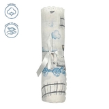 Пелюшка муслінова NL Baby Потяг, 80х80 см, біло-блакитний (37077) - Pampik - 2