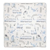 Пелюшка муслінова NL Baby Потяг, 80х80 см, біло-блакитний (37077) - Pampik - 3