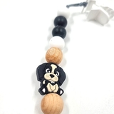 Держатель для пустышки NL Baby, силиконовый, бело-черный (0000/37856) - Pampik - 2