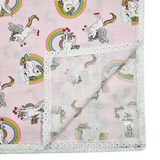 Пеленка муслиновая NL Baby Единорог, 80х80 см, розовый (32587) - Pampik - 6