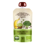 Пюре Rudolfs Pouch Смузи Банан, киви, брокколи с зеленым горошком, 110 г - Pampik