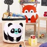 Кошик для зберігання 3 Sprouts Панда, круглий, 45х43 см, бежевий (IBNPND/36224) - Pampik - 2