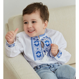 Вишиванка для хлопчика Twins Оберіг, р.116, білий з блакитним (88OT-О116-04) - Pampik - 5