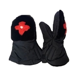 Муфта-рукавички NL Baby з норкою, чорний з червоним (0000/33145) - Pampik