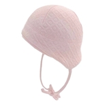 Шапочка двойная NL Baby на завязках, хлопок, 0-3 мес., розовый (046/33405) - Pampik