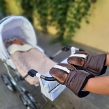 Муфта-рукавички NL Baby с норкой, коричневый с белым (0000/33300) - Pampik - 4