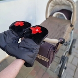 Муфта-рукавички NL Baby з норкою, чорний з червоним (0000/33145) - Pampik - 3