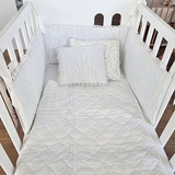 Бортик в кроватку NL Baby с подушками, 3-сторонний, 180х28 см, бело-голубой (143/26052) - Pampik - 8