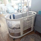 Бортик в овальне ліжечко NL Baby, 3-сторонній, 130х30 см, біло-сірий (823+830/33298) - Pampik - 2