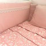 Бортик в кроватку NL Baby, 4-сторонний и декоративная подушка, 40х30 см, розовый (873+929/33259) - Pampik - 7