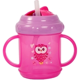 Поїльник-непроливайка Курносики, із силіконовою трубочкою, з ручками, від 9 міс., 200 мл, рожевий (7026 рож) - Pampik