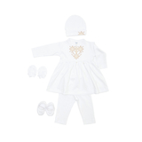 Хрестильний набір для дівчинки Twins з бежевою вишивкою, р.68, білий (TCG68E-02) - Pampik