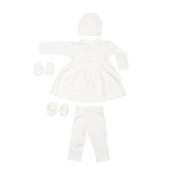 Хрестильний набір для дівчинки Twins з блоюою вишивкою, р.62, світло-бежевий (TCG62E-01) - Pampik