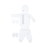 Хрестильний набір для хлопчика Twins з сірою вишивкою, р.68, світло-бежевий (TCB68E-10) - Pampik