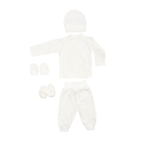 Хрестильний набір для хлопчика Twins з білою вишивкою, р.56, світло-бежевий (TCB56E-01) - Pampik