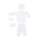 Крестильный набор для мальчика Twins с белой вышивкой, р.62, белый (TCB62W-01) - Pampik