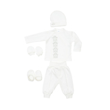 Хрестильний набір для хлопчика Twins з світло-сірою вишивкою, р.62, білий (TCB62W-101) - Pampik