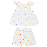 Комплект для девочки Twins, муслин, р.74, белый с принтом в ассортименте (W-102-HTМ74-24) - Pampik