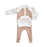 Костюм Twins з вишивкою, трикотажний, утеплений, р.80, бежевий (W-122-КТУ-80-02) - Pampik