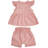 Комплект для девочки Twins Linen, лен, р.62, пудровый (W-101-HTL62-24) - Pampik