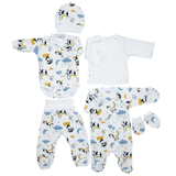 Комплект дитячого одягу в пологовий Twins Pandababy, інтерлок, р.52, білий з принтом (W-191-TP6-52PA) - Pampik