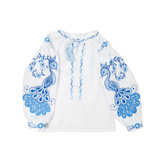 Вишиванка для дівчинки Twins Птаха, р.116, білий з синім (88OTE-116-09птах) - Pampik