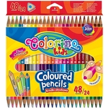 Олівці кольорові Colorino, двосторонні, тригранні, в пластиковому контейнері, 48 кольорів, 24 шт. (51705PTR) - Pampik