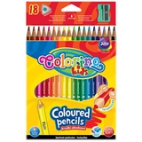 Карандаши цветные Colorino, трехгранные, в пластиковом контейнере, с точилкой, 18 цветов (57431PTR) - Pampik