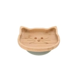 Тарелка плоская Lassig Кот на присоске, бамбуковая, 17.5х14х3.5 см, зеленый (1310028108/35860) - Pampik