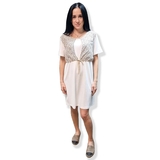 Комплект із халата та нічної сорочки для годування New Life, р.L-XL, принт квіти, молочний (308/36684) - Pampik - 3