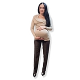 Штани New Life з трикотажною вставкою та поясом, р.42, коричневий (556/10633) - Pampik - 6